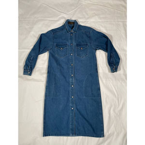 Vintage Eddie Bauer Jean Denim Long Dress 80's Pockets